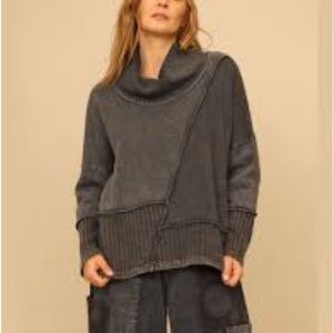 Elegant Charcoal Cowl Neck Sweater